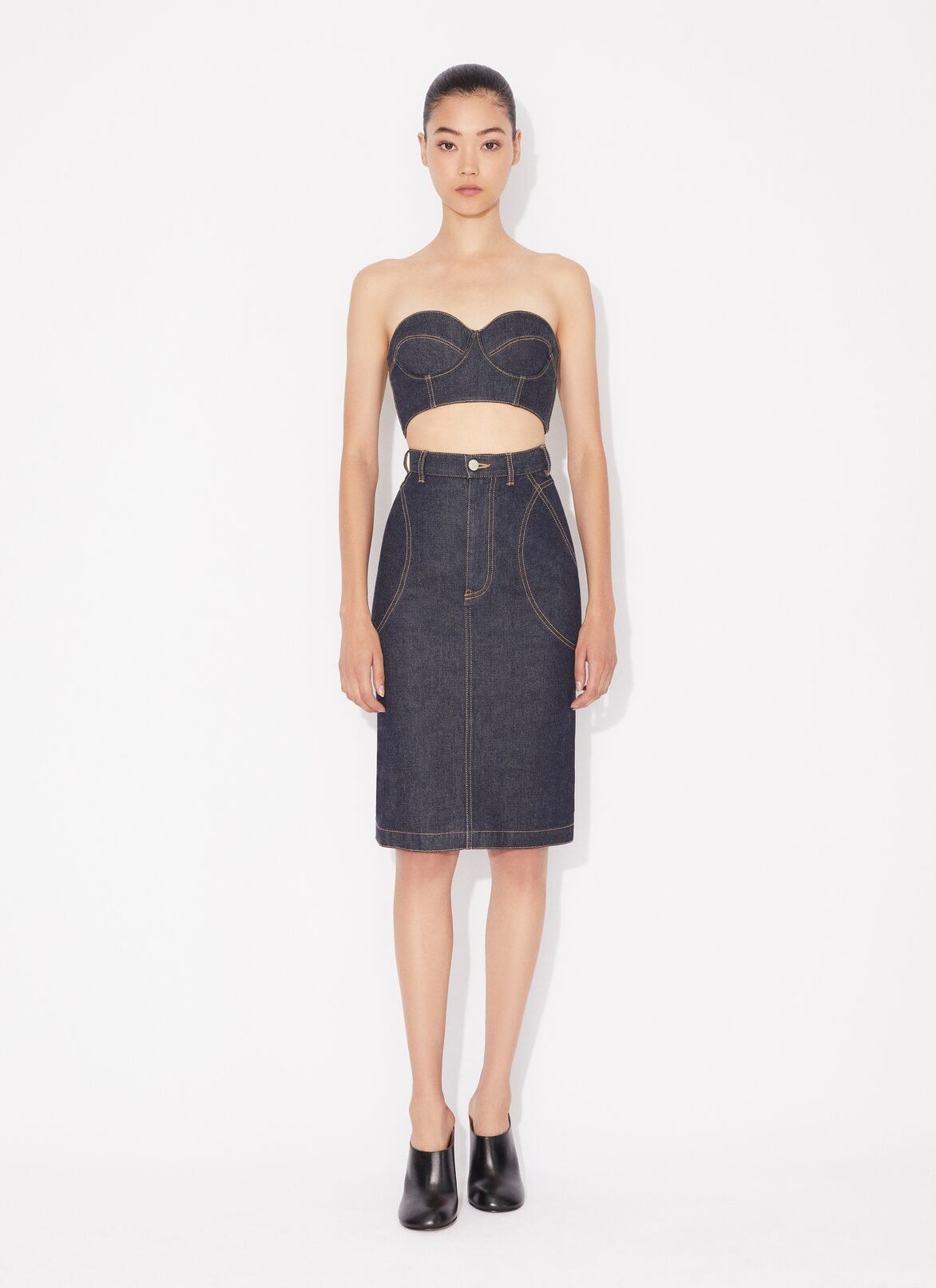 BLEISTIFTROCK AUS DENIM ALAÏA BLAU BLEISTIFTROCK AUS DENIM